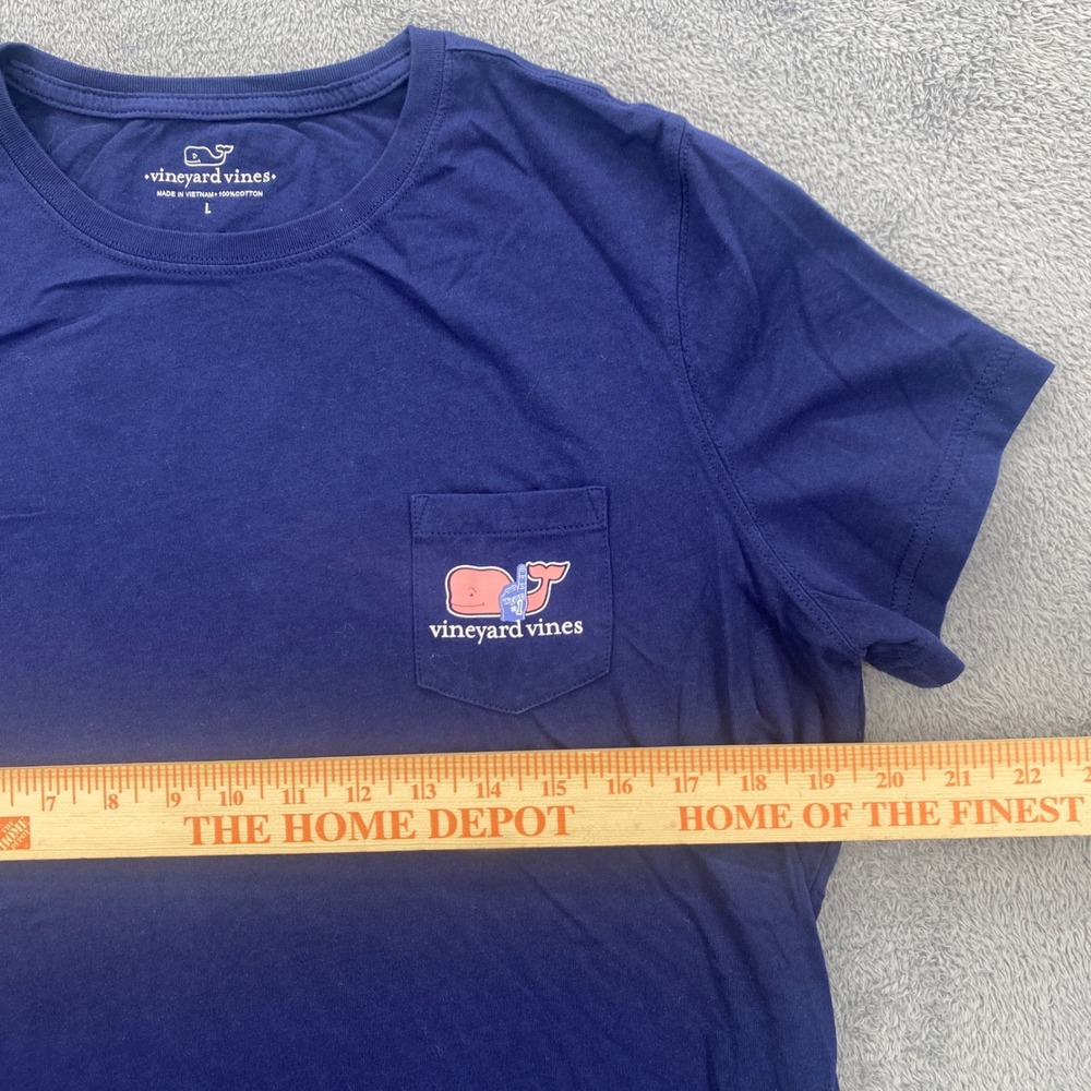 Vineyard Vines Pocket Tee Womens Large Navy Blue Football Game Day Whale Logo - Picture 5 of 8